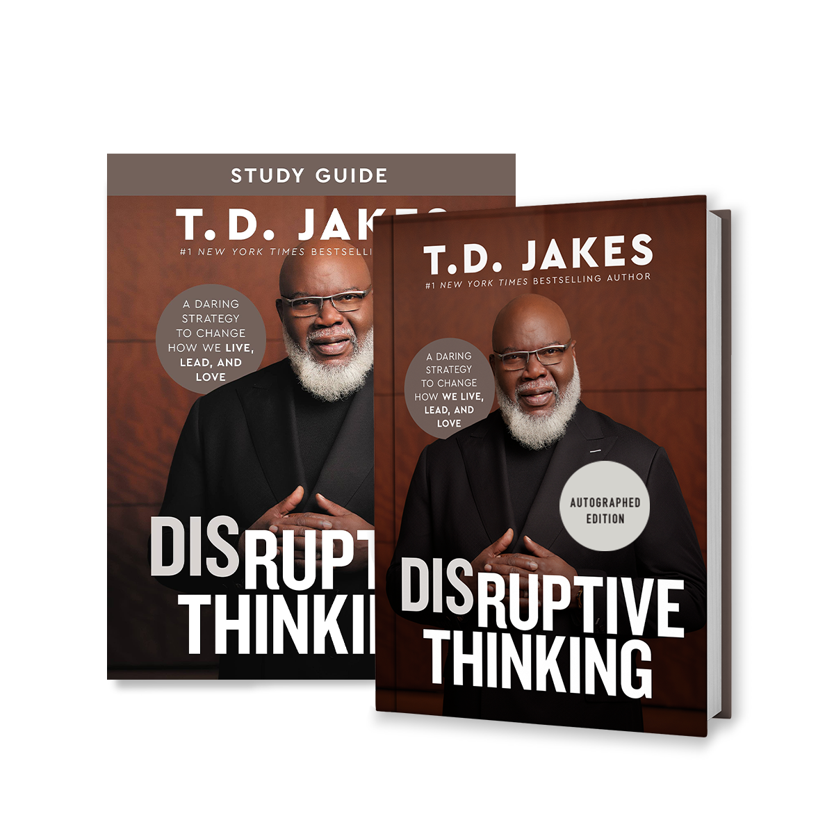 T.D. Jakes Disruptive Thinking Autographed Book and Study Guide COMB