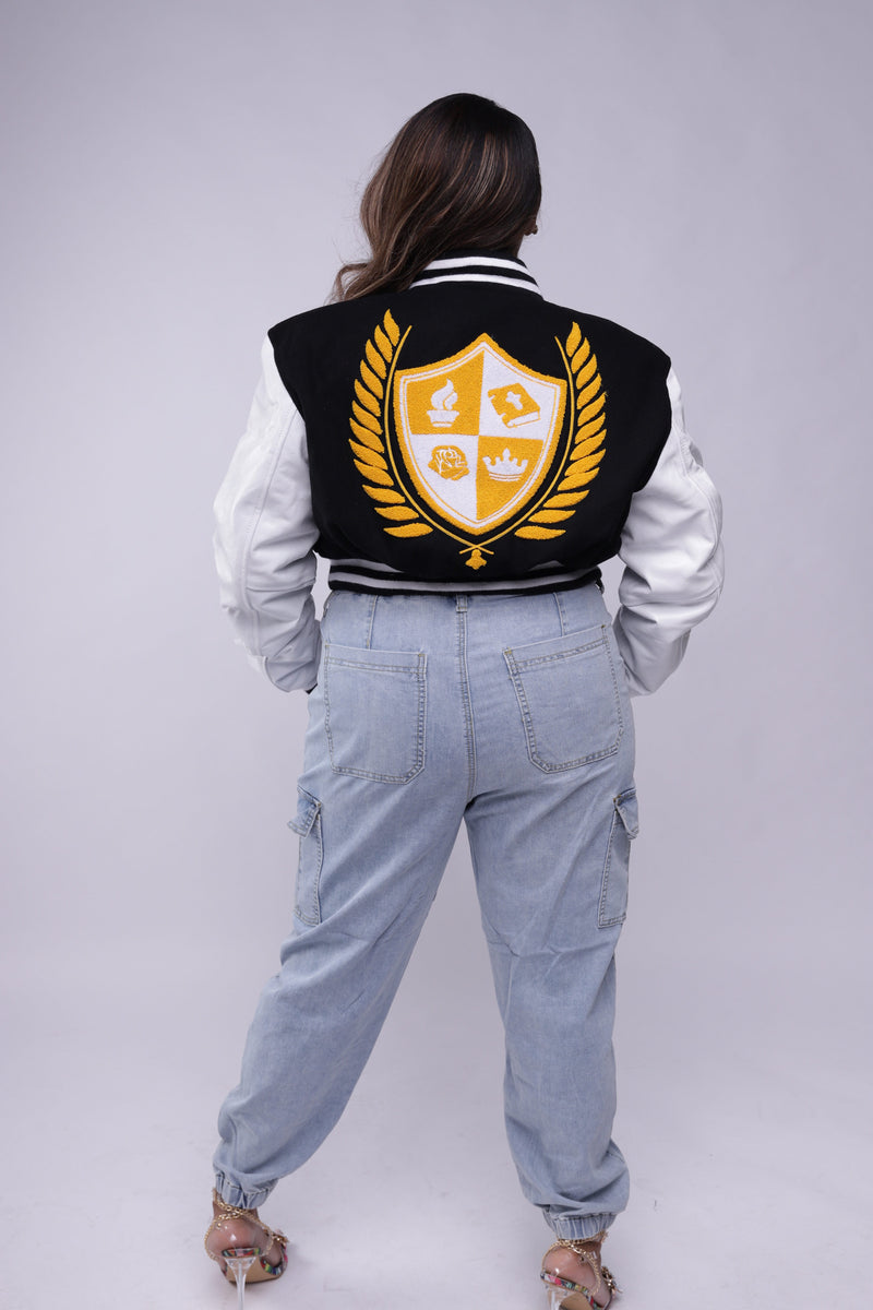 MMadison T.D. Jakes - WTAL Letterman Jacket - Wool with Leather Sleeves Pink w/ White Sleeves / 3X-Large