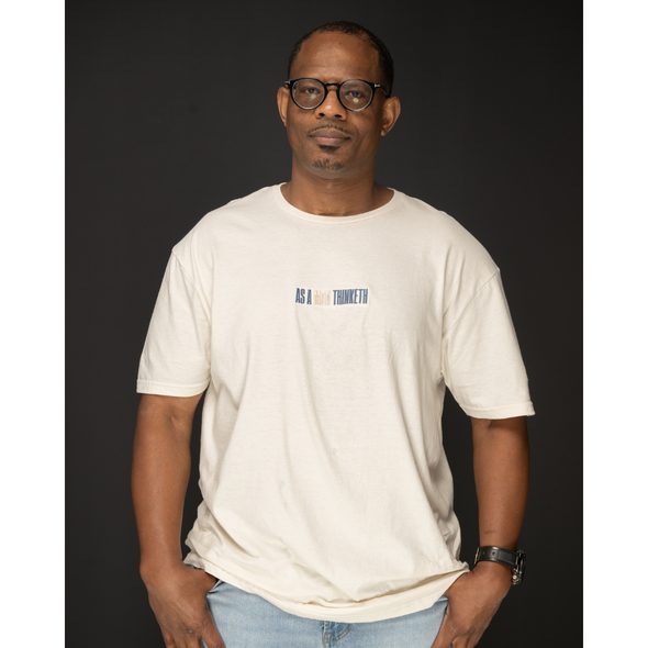 T.D. Jakes – As a Man Thinketh T-Shirt – Cream and Blue