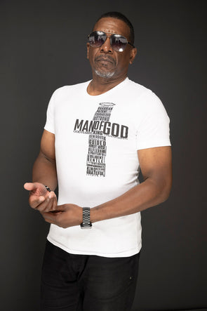 T.D. Jakes – Man of God Cross T-Shirt – White – Centered Cross