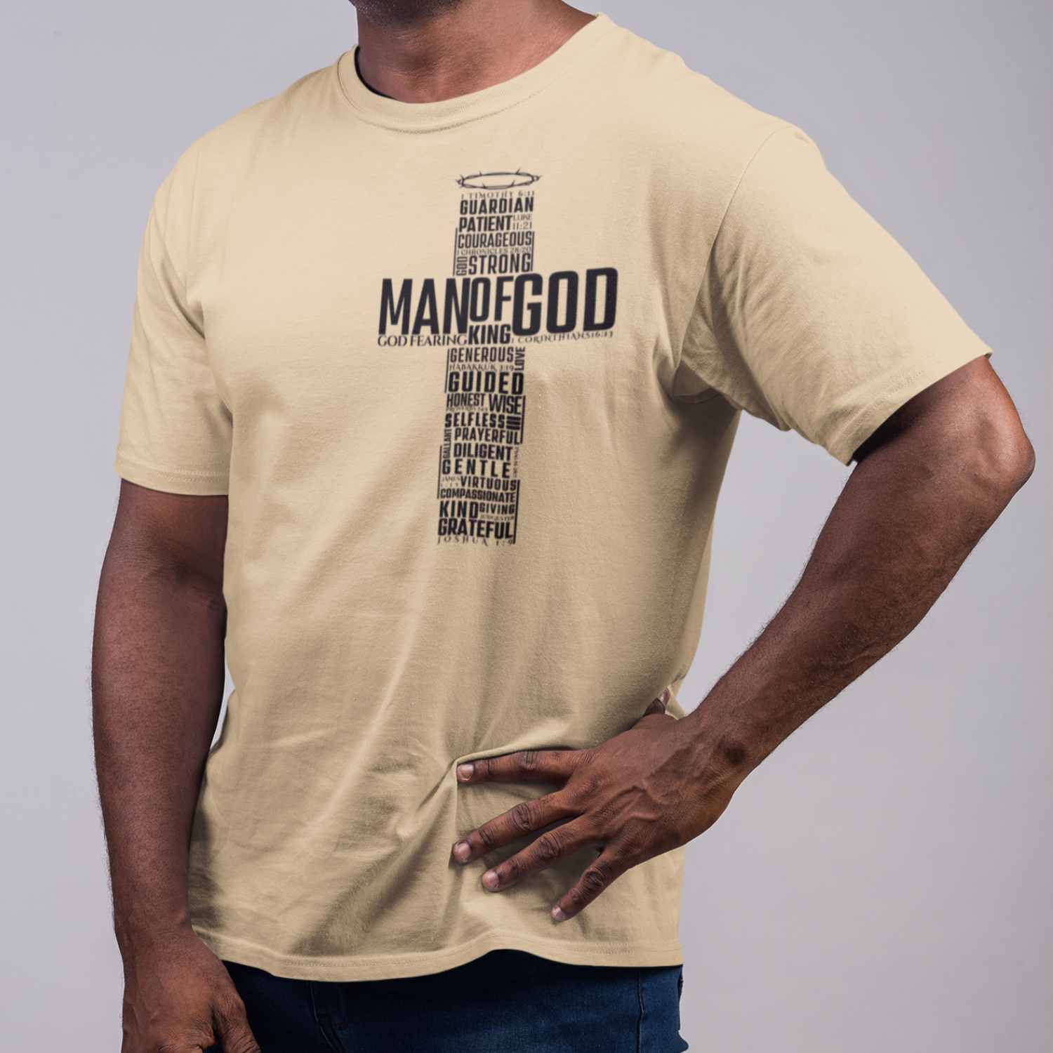 T.D. Jakes – Man of God Cross T-Shirt – Sand