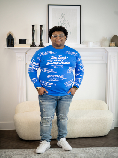 T.D. Jakes - Psalms 23 All Over Print Long Sleeve Royal Blue