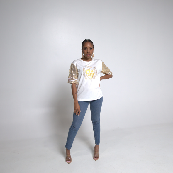 T.D. Jakes - WTAL Crest Shirt with Sequin Sleeve Jersey
