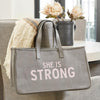 She Is Strong - Large Canvas Totes